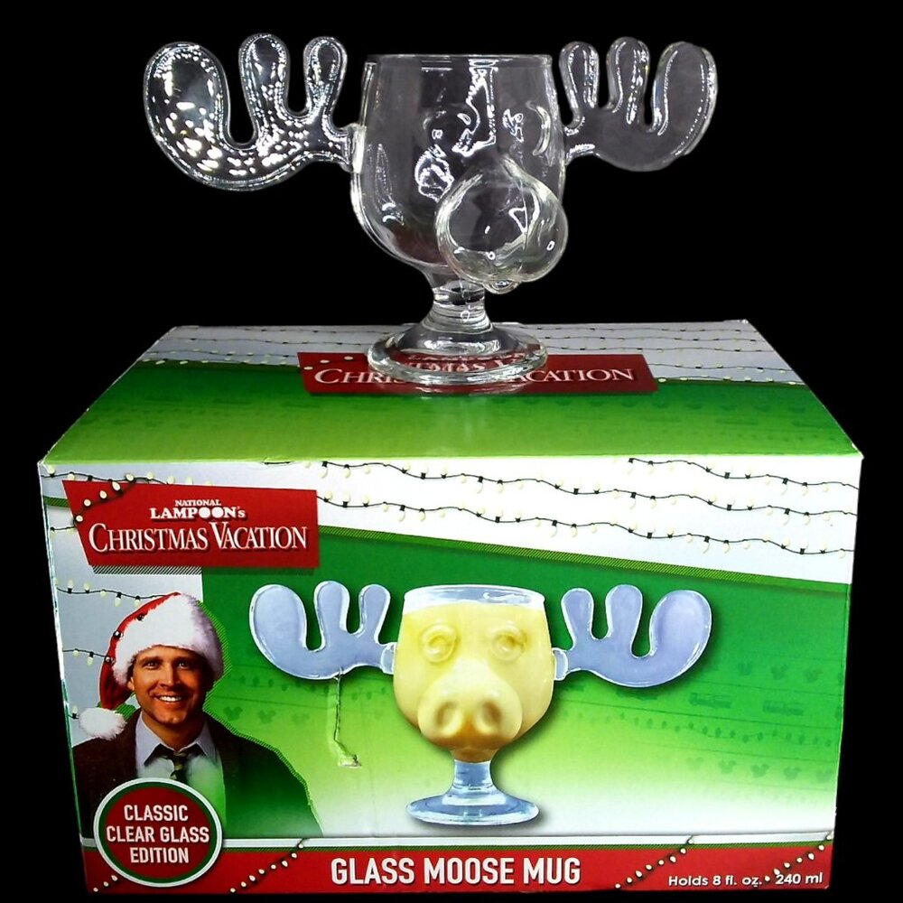 National Lampoon's Christmas Vacation Glass Moose Mug 8oz NIB Clark Griswold